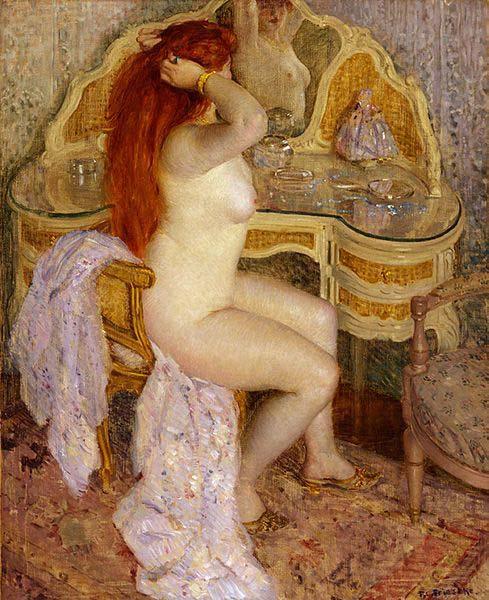 frederick carl frieseke Nude Seated at Her Dressing Table oil painting image